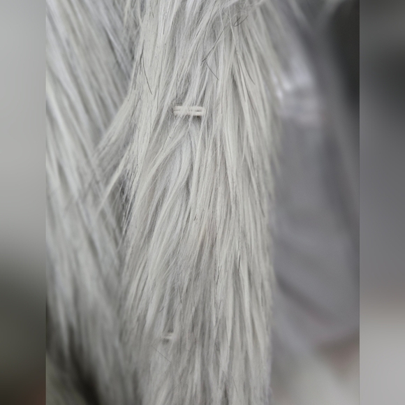 Topshop Faux Fur Grey Shag Coat Jacket Grey White - Picture 3 of 9